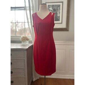 Tash + Sophie Cocktail Sheath Shoulder Cutout Crepe Red Minimalist Size 6